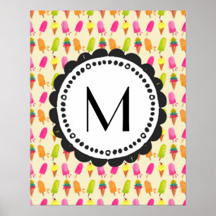 Popsicles and Ice Creme Personalisiert Monogram Poster