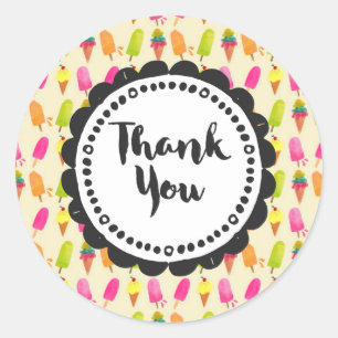 Popsicles and Ice Creme Vielen Dank Runder Aufkleber