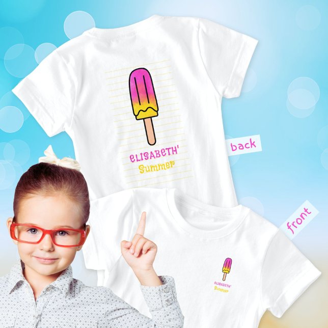 Popsim Summer Fun Pink Yellow Girl T-Shirt (Popsicle Summer Fun Pink Yellow Girl T-Shirt ©Susanne Sachers - Sunny Mind 🌞)
