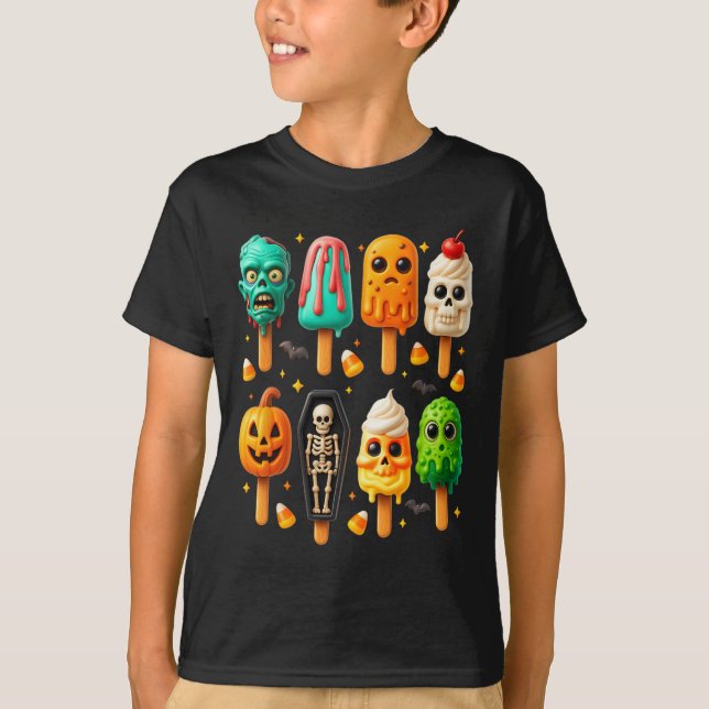 Popsiom Summer Spooky Halloween Eiscreme Sommer- T-Shirt (Vorderseite)
