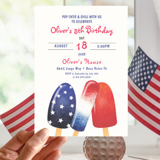 Popsison Birthday Independence Day Kinder Party Einladung