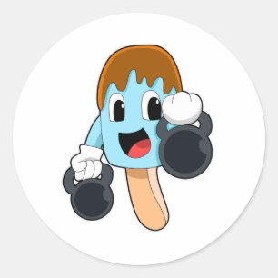 Popsität bei Krafttraining mit Dumbells Runder Aufkleber