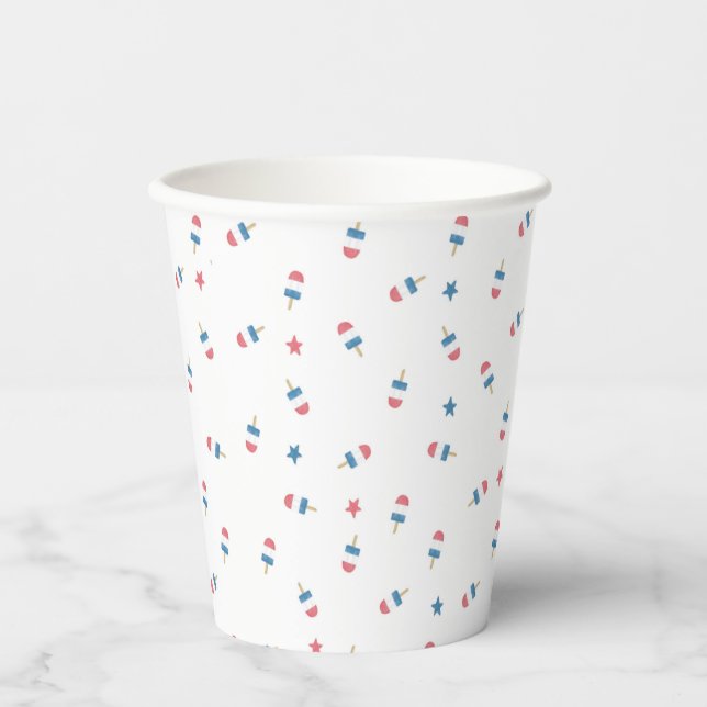 Popsiv Party Cup in White | Rot, Weiß und GRILLEN Pappbecher (Vorderseite)