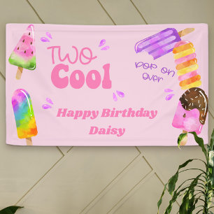 Popsiv Party Zwei Coole rosa 2. Geburtstag Party Banner