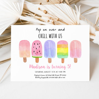 Popsiv Pop auf Over Pink Girl Birthday Einladung