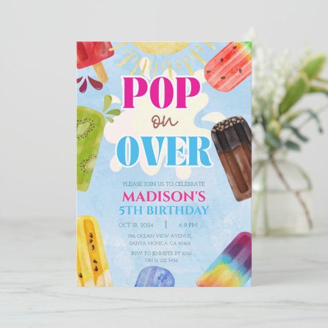 Popsiv Pop on Over Ice Cream 1. 3. Einladung (Stehend Vorderseite)