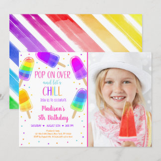 Popsiv Rainbow Pink Gold Girl Birthday Einladung