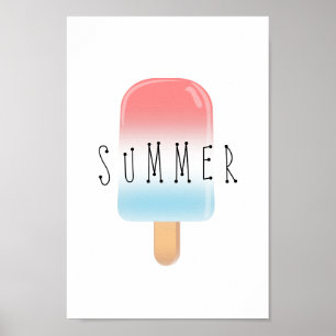 Popsiver Sommer mit Rot und Blau Poster