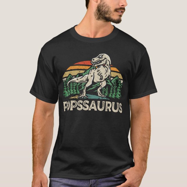 Popssaurus Dinosaurier Grandpa Saurus Vatertag T-Shirt (Vorderseite)