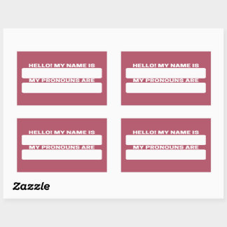 Popstar Red Name & Pronoun Labels Rechteckiger Aufkleber