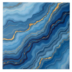 Popular Azure Blue Gold Marble Collection Fliese