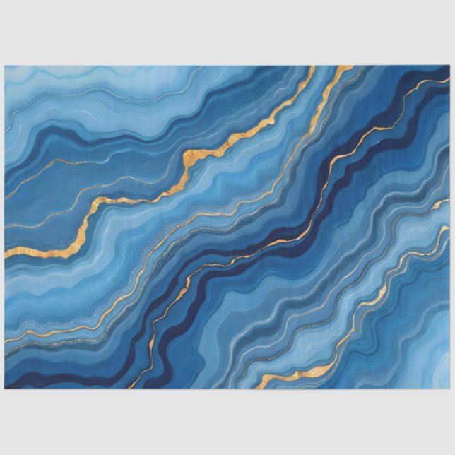 Popular Azure Blue Gold Marble Collection Seidenpapier (Vorderseite)