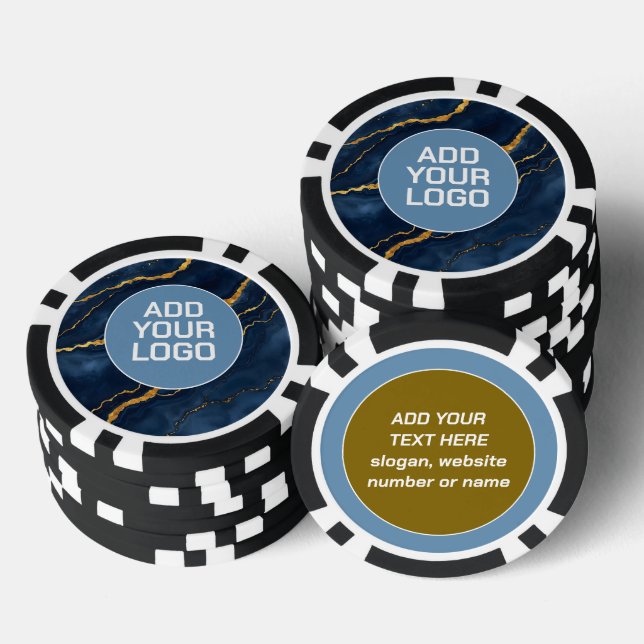 Popular Navy Blue Gold Marble Collection Pokerchips (Stapel)