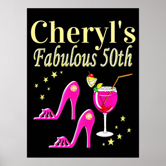 POPULAR PINK 50. GEBURTSTAG DIVA DESIGN POSTER (Vorne)