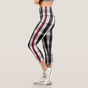 Populäre Abstrakte Karierte Schwarze Sammlung Capri Leggings