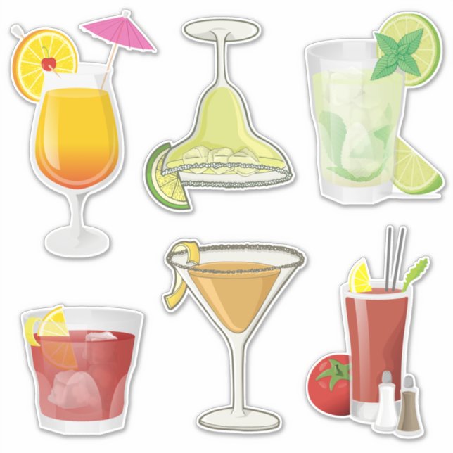 Populäre Cocktails Icon Set Stickers Aufkleber (Vorderseite)