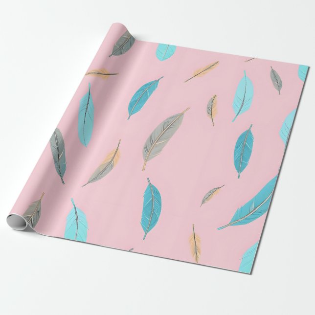 Populäre Federn Luxus Boho Kollektion Geschenkpapier (Ungerollt)