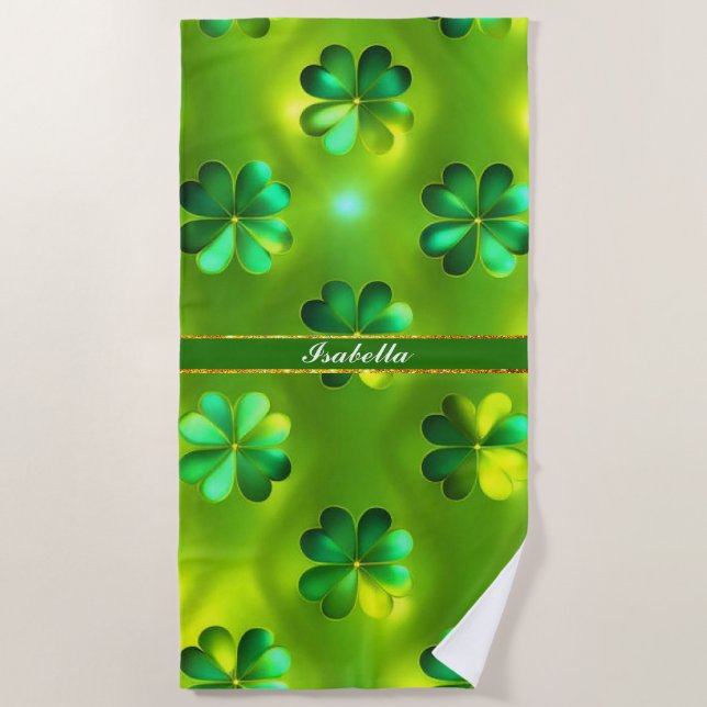 Populäre Green Clover 4 Lists Sammlung Strandtuch (Vorderseite)