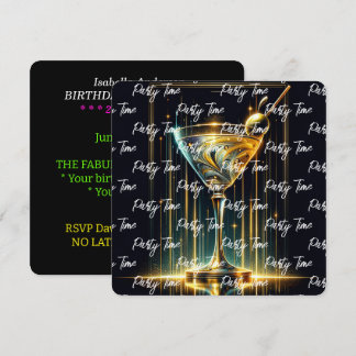 Populäre Neon Party Time Personalisiert Einladung