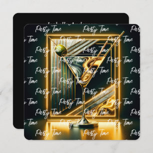 Populäre Party Time Neon Personalisiert Einladung