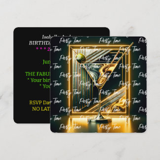Populäre Party Time Neon Personalisiert Einladung