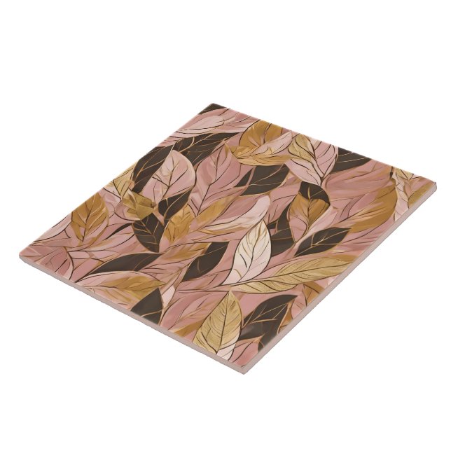 Populäre Schwarz-Pink-Gold-Boho-Blätter-Sammlung Fliese (Seite)