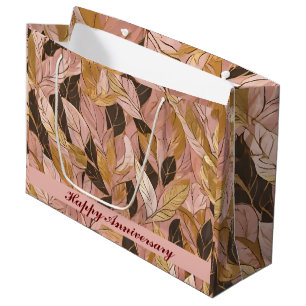 Populäre Schwarz-Pink-Gold-Boho-Blätter-Sammlung Große Geschenktüte