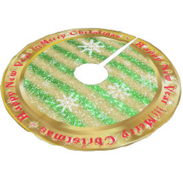 Populäre Snowflake Gold Glitzer Green Polyester Weihnachtsbaumdecke