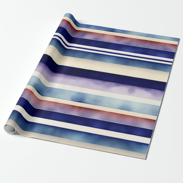 Populäre Summer Navy Blue Boat Stripes Collection Geschenkpapier (Ungerollt)