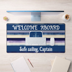 Populäre Summer Navy Blue Boat Stripes Collection Schreibtischunterlage