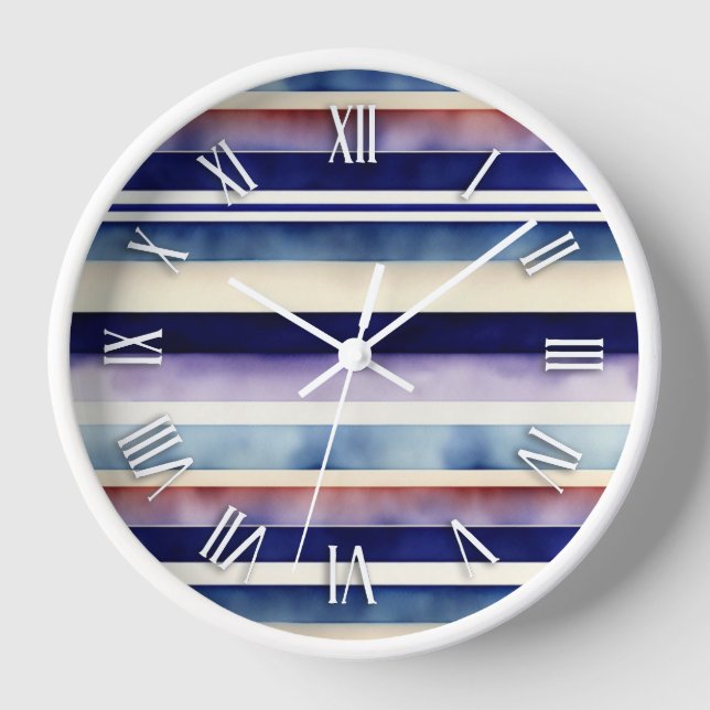 Populäre Summer Navy Blue Boat Stripes Collection Uhr (Vorderseite)