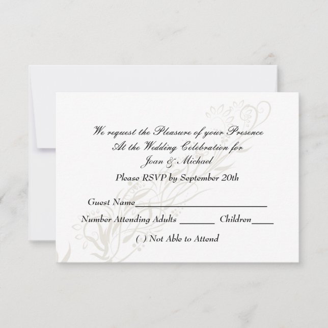 Populäre White Wedding RSVP Karte (Vorderseite)