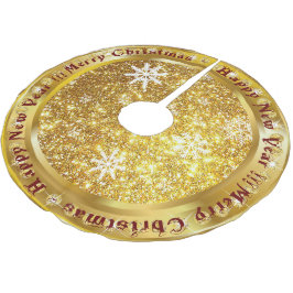Populärer Snowflake-Gold-Glitzer Polyester Weihnachtsbaumdecke