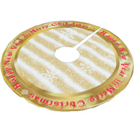 Populärer Snowflake Gold Glitzer White Polyester Weihnachtsbaumdecke