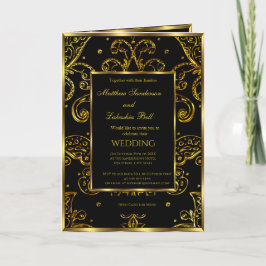Populäres Menü mit der Gold Black Folded Card Einladung