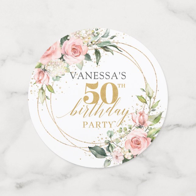 Populr blush rosa Rosen Gold Glitzer 50. Geburtsta Konfetti (Mittel Vorderseite)
