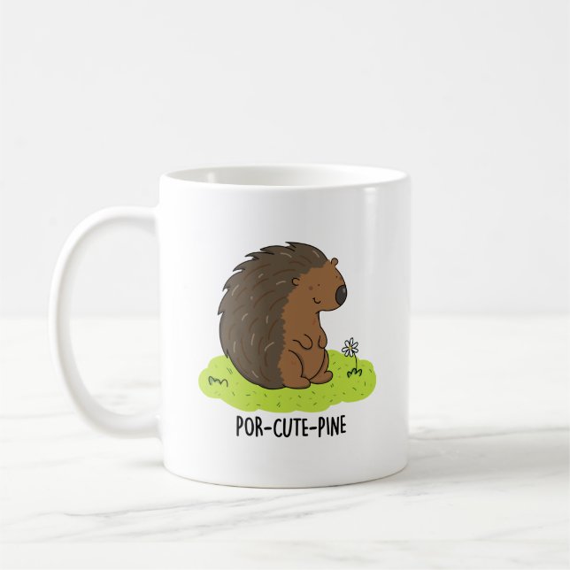Por-Niedlich-Pine Funny Porcupine Pun Kaffeetasse (Links)