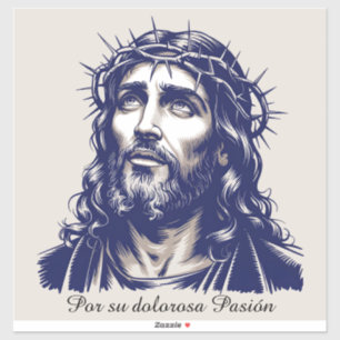 Por su dolorosa Pasión - Portrait Jesu Aufkleber