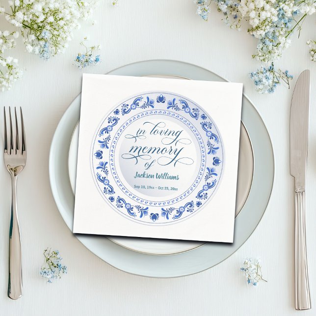 Porcelain Blue Floral Beerdigung Serviette (Von Creator hochgeladen)