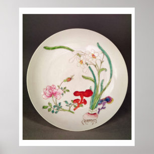 Porcelain dish, famille rose decoration, Yung Chen Poster