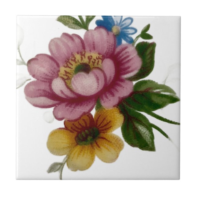 Porcelain Inspired Floral Fliese (Vorderseite)