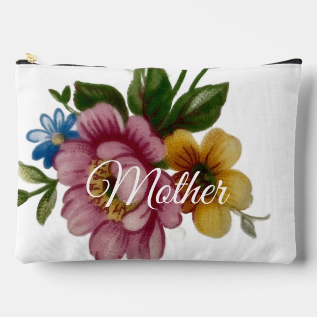 Porcelain Inspired Floral Print Cut Sew Bag Zubehörtasche (Vorderseite)