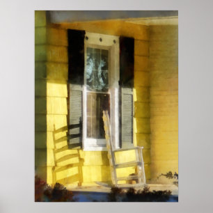 Porch - Lange Nachmittagshadow of Rocking Chair Poster