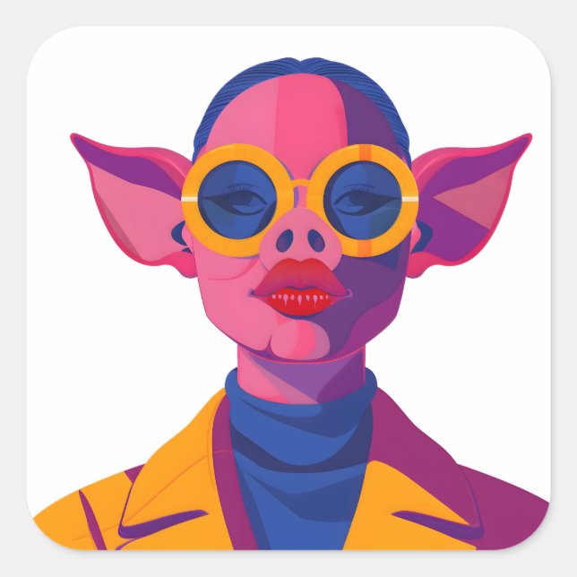 Porcine Beauty Quadratischer Aufkleber (Vorderseite)