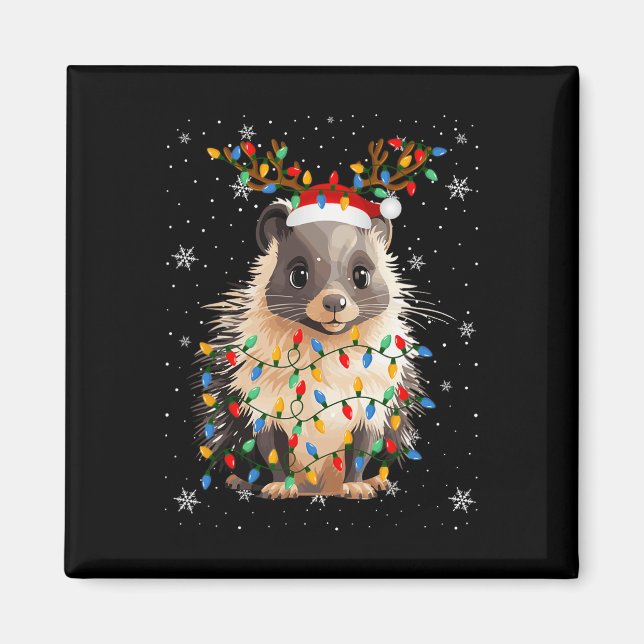 Porcupine Animal Weihnachtsmannmütze Ugge Christma Magnet (Vorne)
