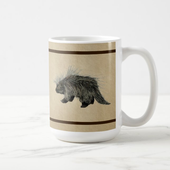Porcupine auf altem Papier Kaffeetasse (Rechts)