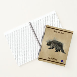 Porcupine auf altem Papier Notizbuch