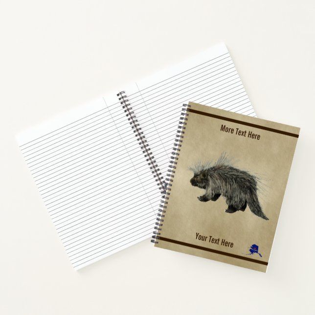 Porcupine auf altem Papier Notizbuch (Innenseite)