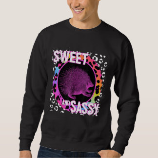 Porcupine Cute 90s Nostalgia Rainbow Leopard Print Sweatshirt