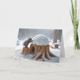 PORCUPINE IGLOO WINTER - ALTER STUMP FEIERTAGSKARTE